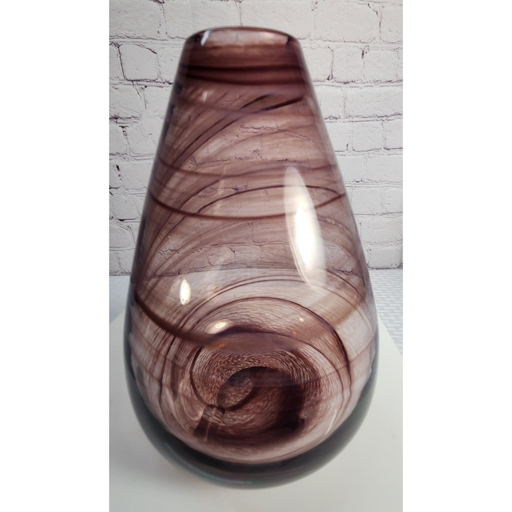 Hand Blown Amethyst Purple Swirl Glass Vase